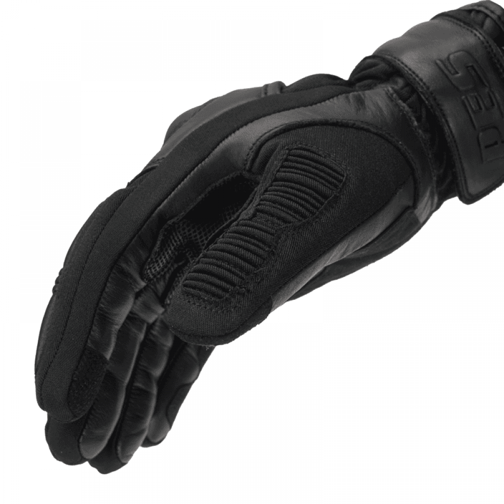 PES TETRA Leather & Textile Winter Motorcycle Gloves - Waterproof FAN-TEX, Carbon Protectors, Touchscreen, 1KP Certification
