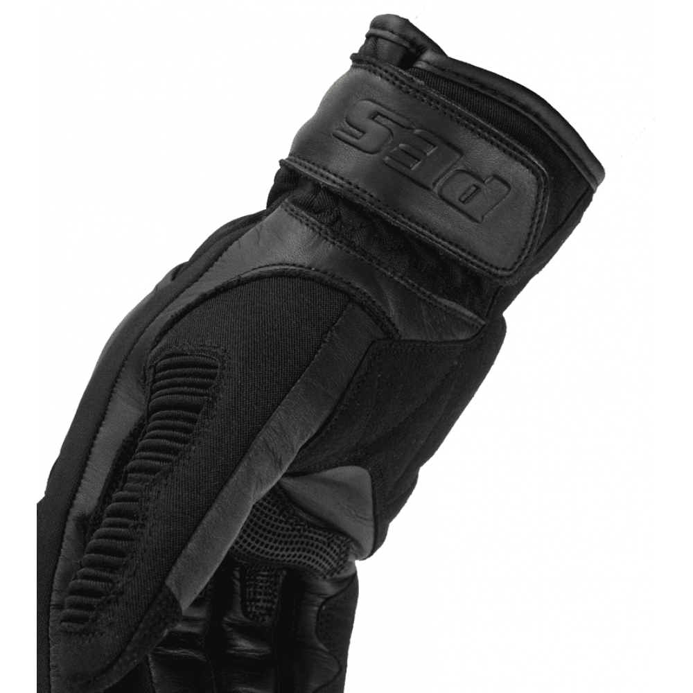 PES TETRA Leather & Textile Winter Motorcycle Gloves - Waterproof FAN-TEX, Carbon Protectors, Touchscreen, 1KP Certification