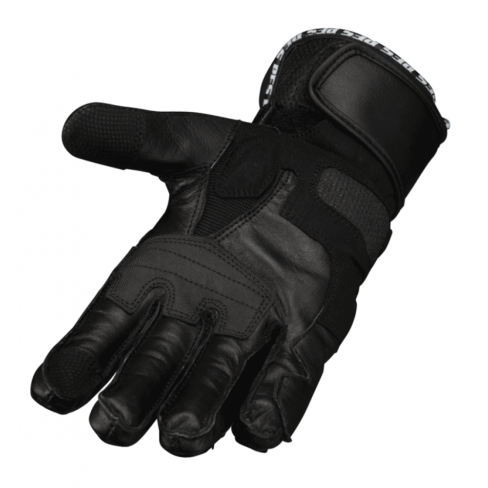 PES Long Leather Motorcycle Gloves with TPU Protectors, Touchscreen and Ventilation - Safety and Comfort, Black
