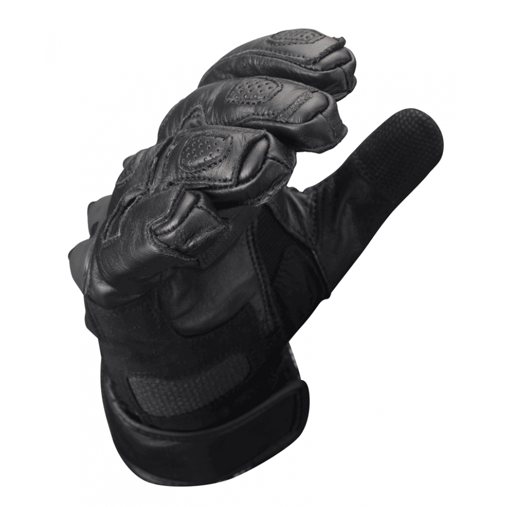 PES Long Leather Motorcycle Gloves with TPU Protectors, Touchscreen and Ventilation - Safety and Comfort, Black