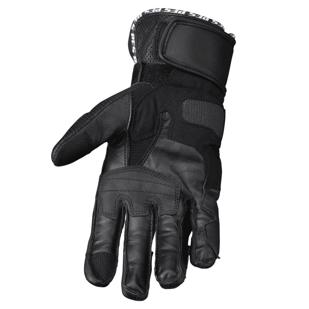 PES Long Leather Motorcycle Gloves with TPU Protectors, Touchscreen and Ventilation - Safety and Comfort, Black