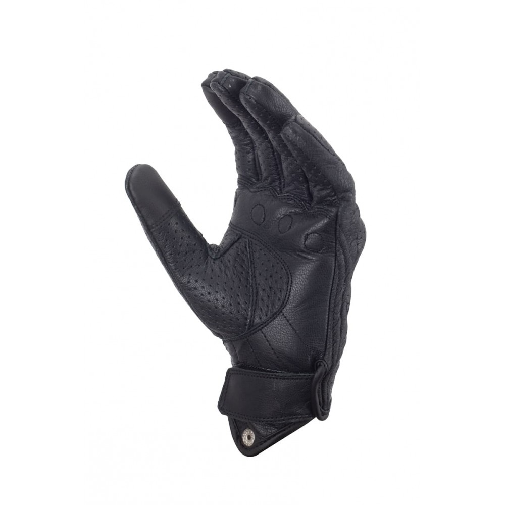 PES Perforated Leather Motorcycle Gloves with Carbon Protection – Functional and Durable, Black