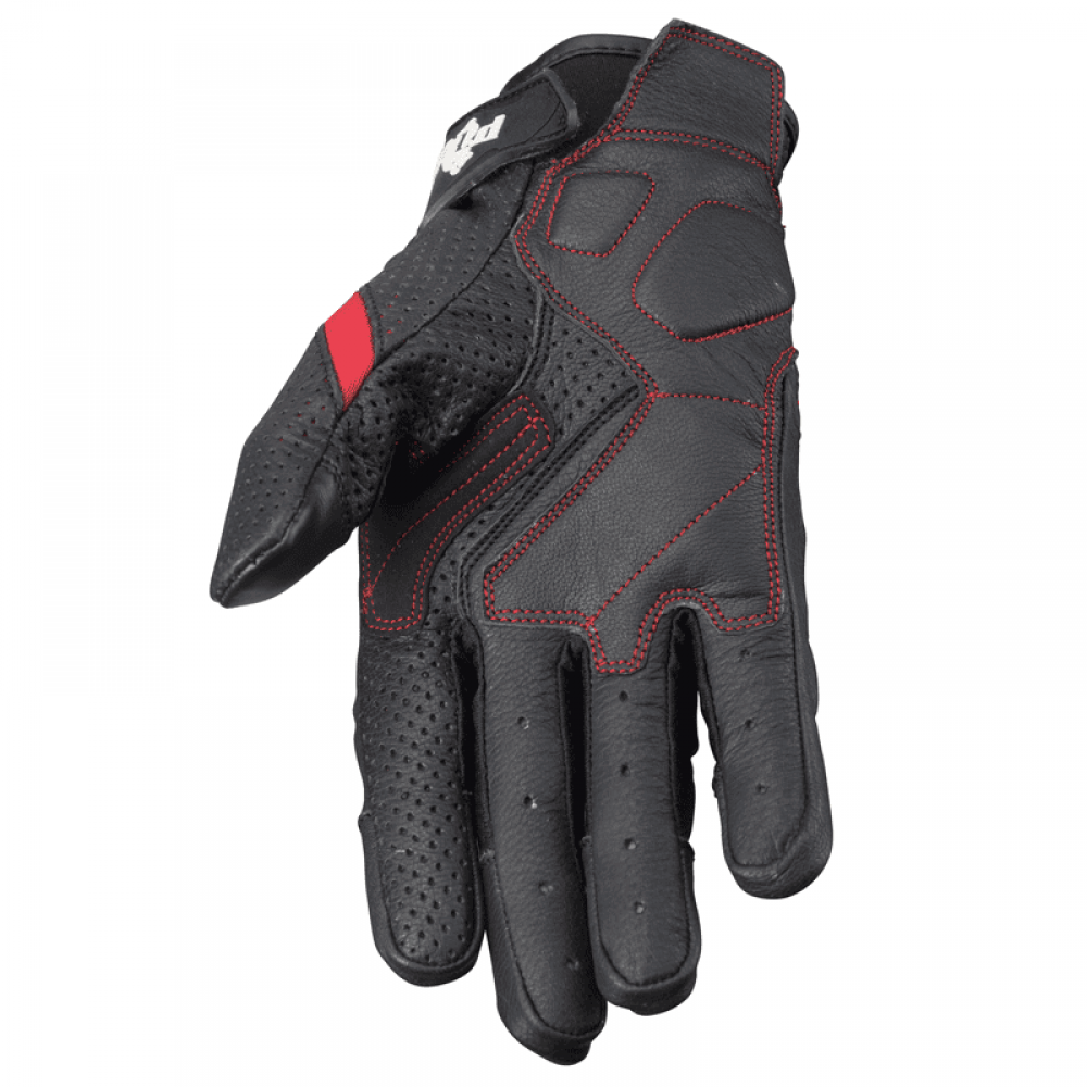 PES Perforated Leather Motorcycle Gloves – Carbon Protection, Touchscreen, Ventilated, Red