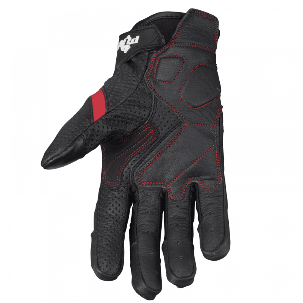 PES Perforated Leather Motorcycle Gloves – Carbon Protection, Touchscreen, Ventilated, Red