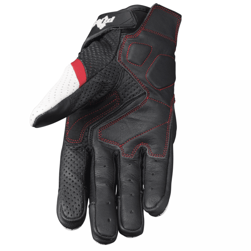 PES Perforated Leather Motorcycle Gloves – Carbon Protection, Touchscreen, Ventilated, White