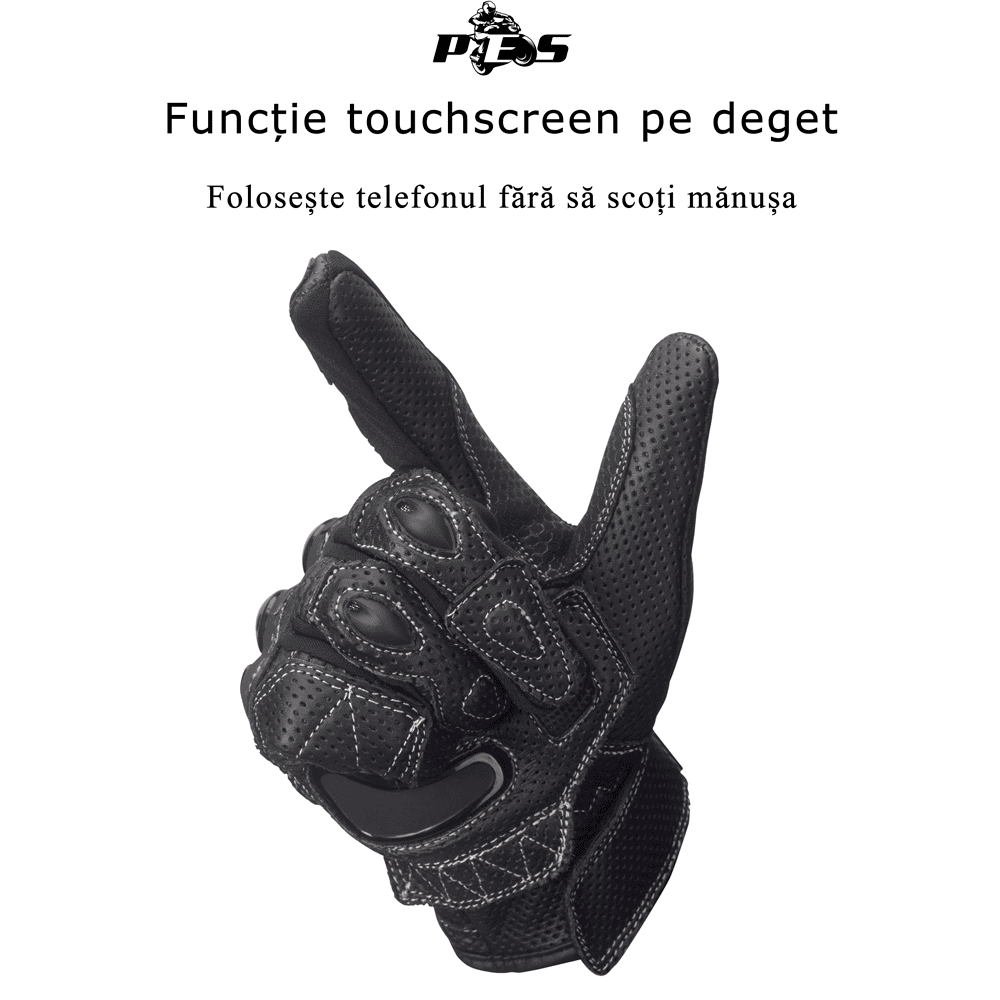 PES BWFlow Perforated Leather Motorcycle Gloves – Ventilated with Protection and Touchscreen