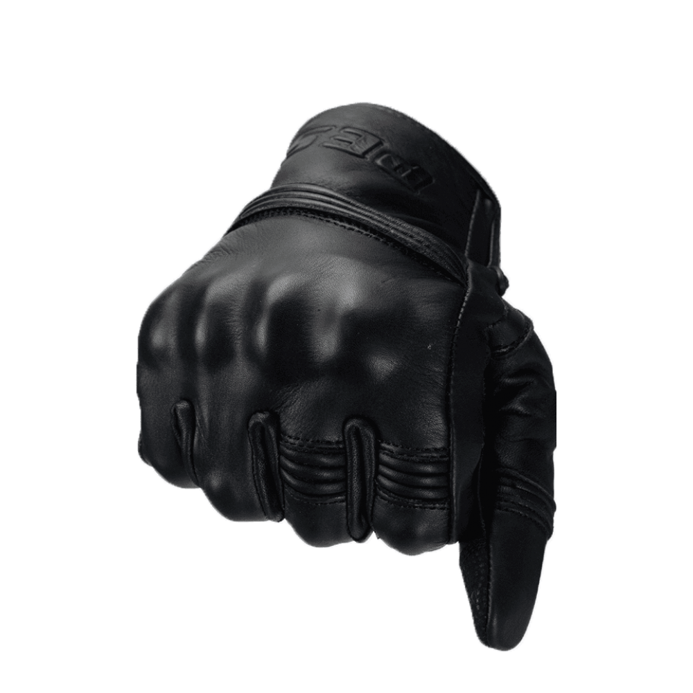 TOUAE PES Men's Leather Motorcycle Gloves – Comfort, Protection and Versatility, Black