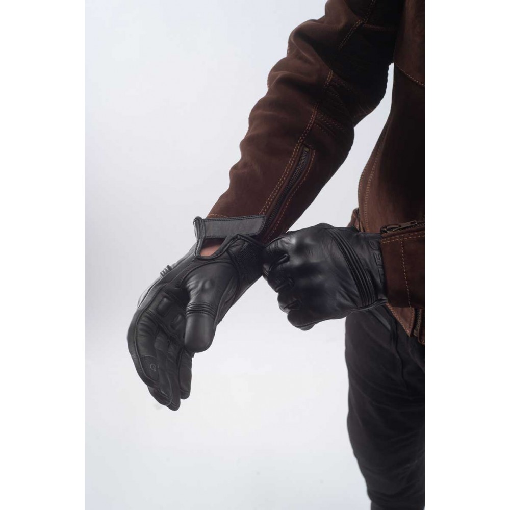 TOUAE PES Men's Leather Motorcycle Gloves – Comfort, Protection and Versatility, Black