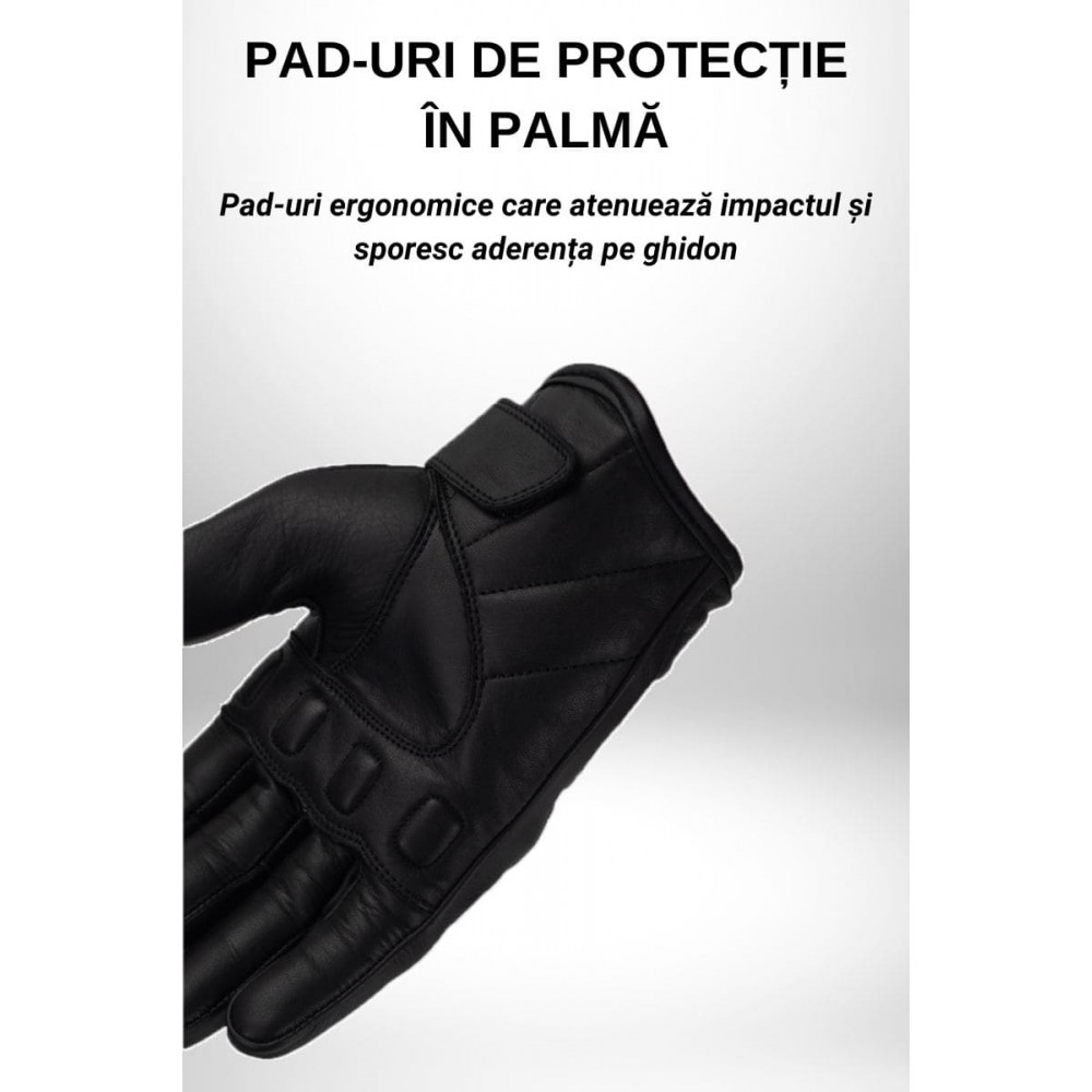 TOUAE PES Men's Leather Motorcycle Gloves – Comfort, Protection and Versatility, Black