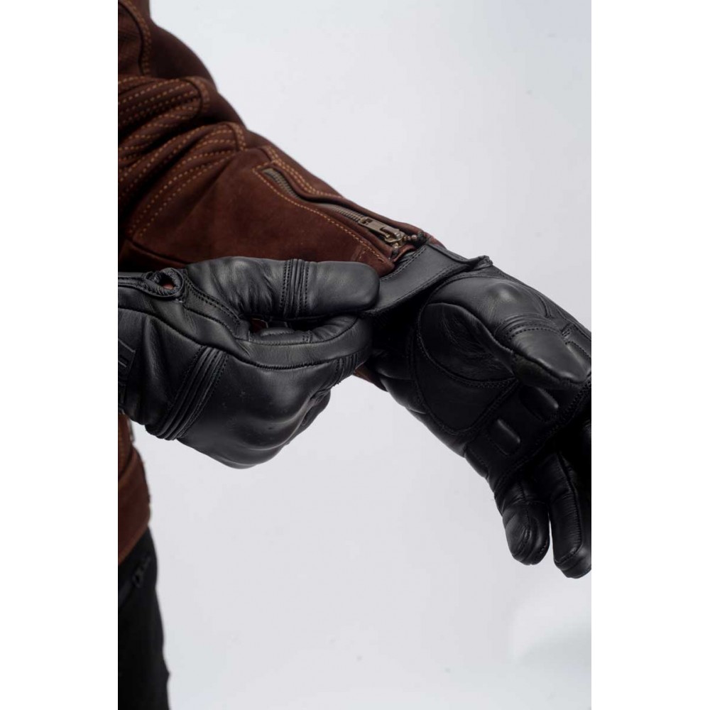 TOUAE PES Men's Leather Motorcycle Gloves – Comfort, Protection and Versatility, Black