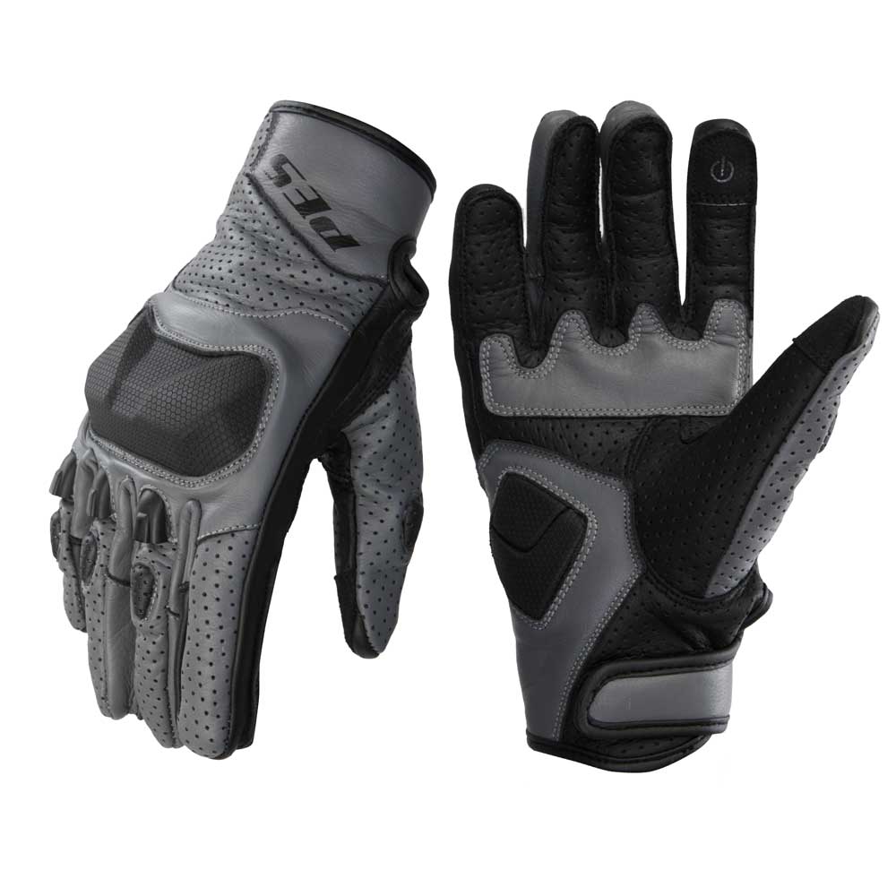 PES Asphalt Air Perforated Leather Motorcycle Gloves – Summer, 1KP, Touchscreen, TPU Protection