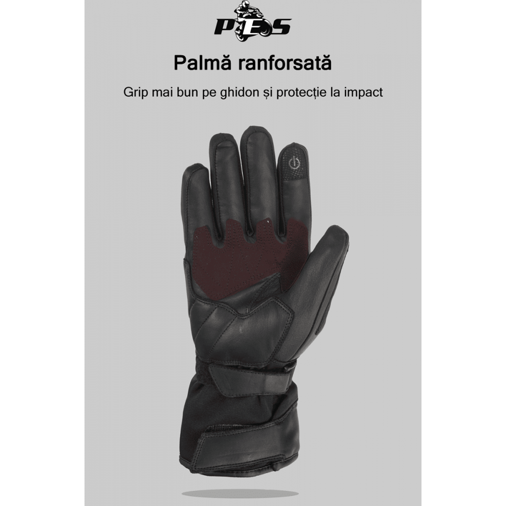 PES Karma Women's Leather Motorcycle Gloves, Winter – Waterproof, Carbon Protectors & Touchscreen