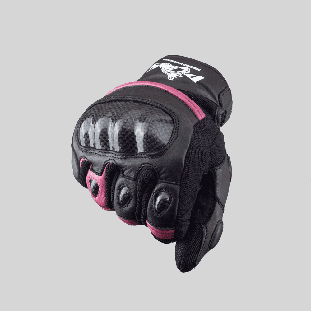 PES Women's Motorcycle Gloves - Premium Leather, Carbon Protection, Touchscreen Functionality