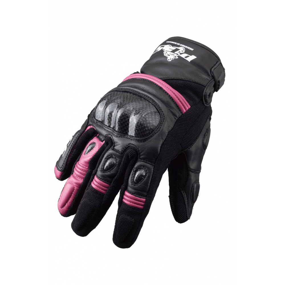 PES Women's Motorcycle Gloves - Premium Leather, Carbon Protection, Touchscreen Functionality
