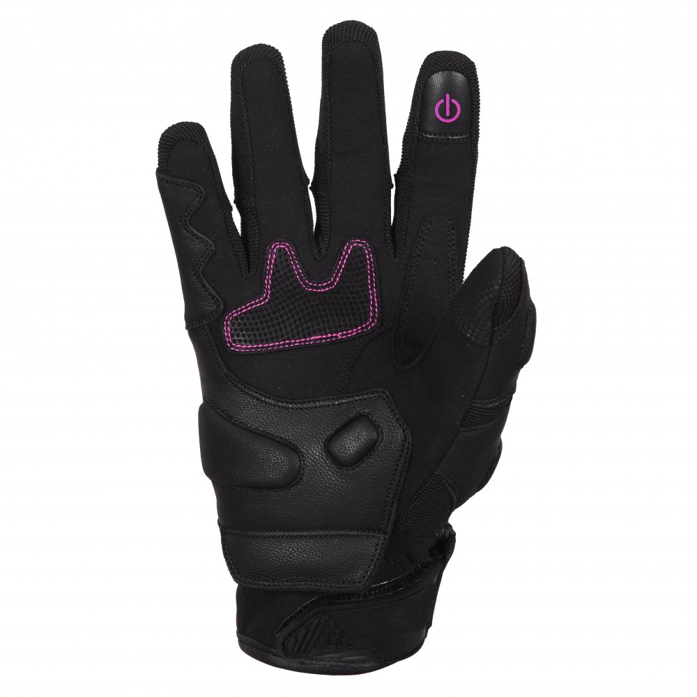 PES Women's Motorcycle Gloves - Premium Leather, Carbon Protection, Touchscreen Functionality