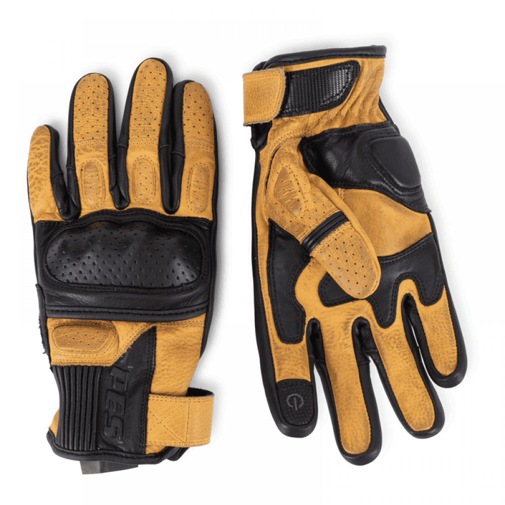 PES Venue Men's Perforated Leather Motorcycle Gloves with TPU Protectors, Touchscreen Function and 1KP Certification