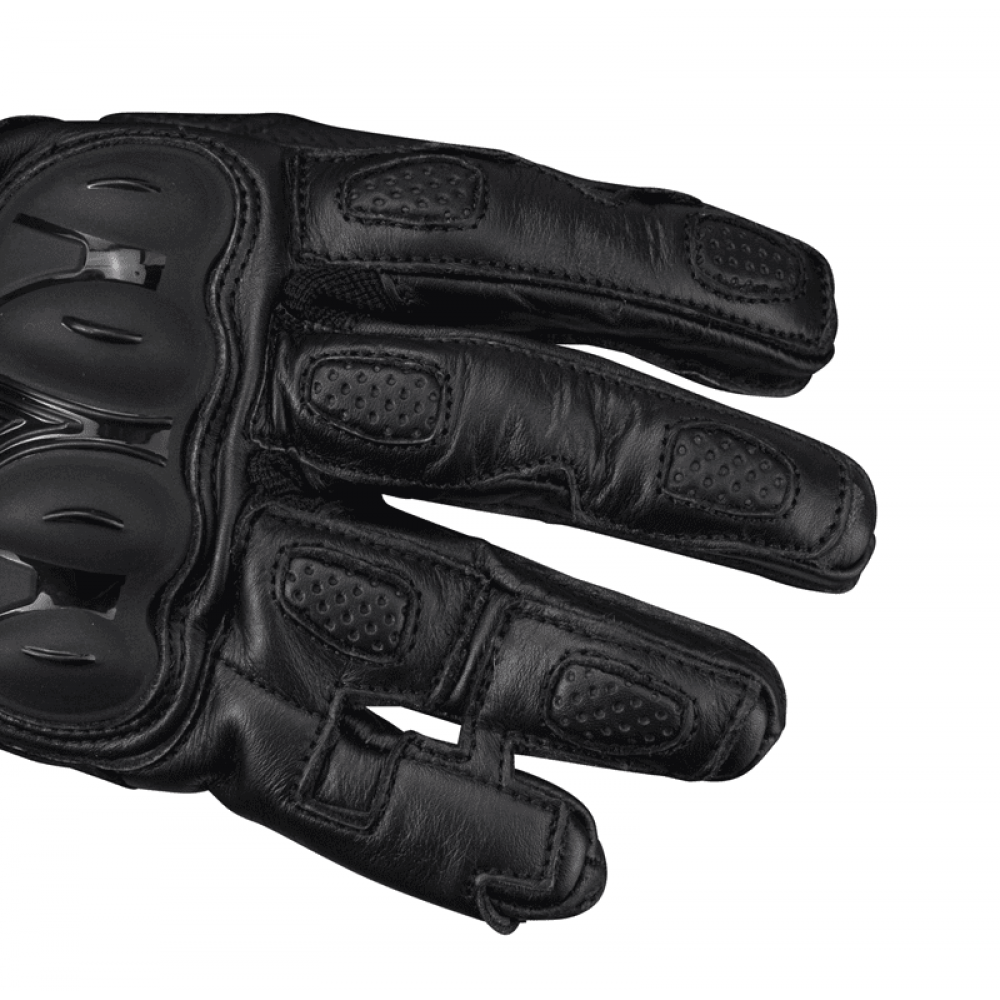 PES Long Leather Motorcycle Gloves with TPU Protectors, Touchscreen and Ventilation - Safety and Comfort, Black