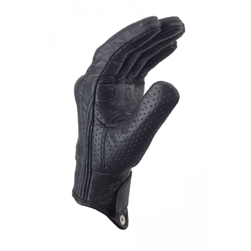 PES Perforated Leather Motorcycle Gloves with Carbon Protection – Functional and Durable, Black