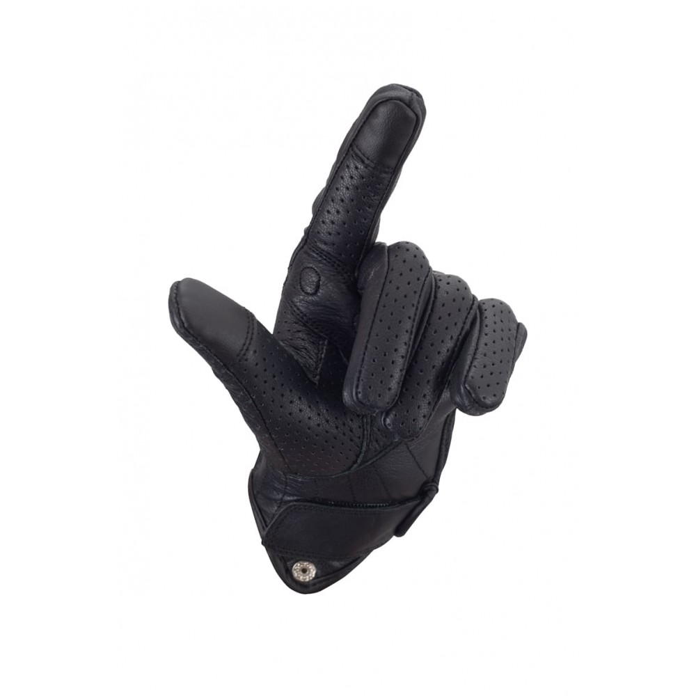 PES Perforated Leather Motorcycle Gloves with Carbon Protection – Functional and Durable, Black
