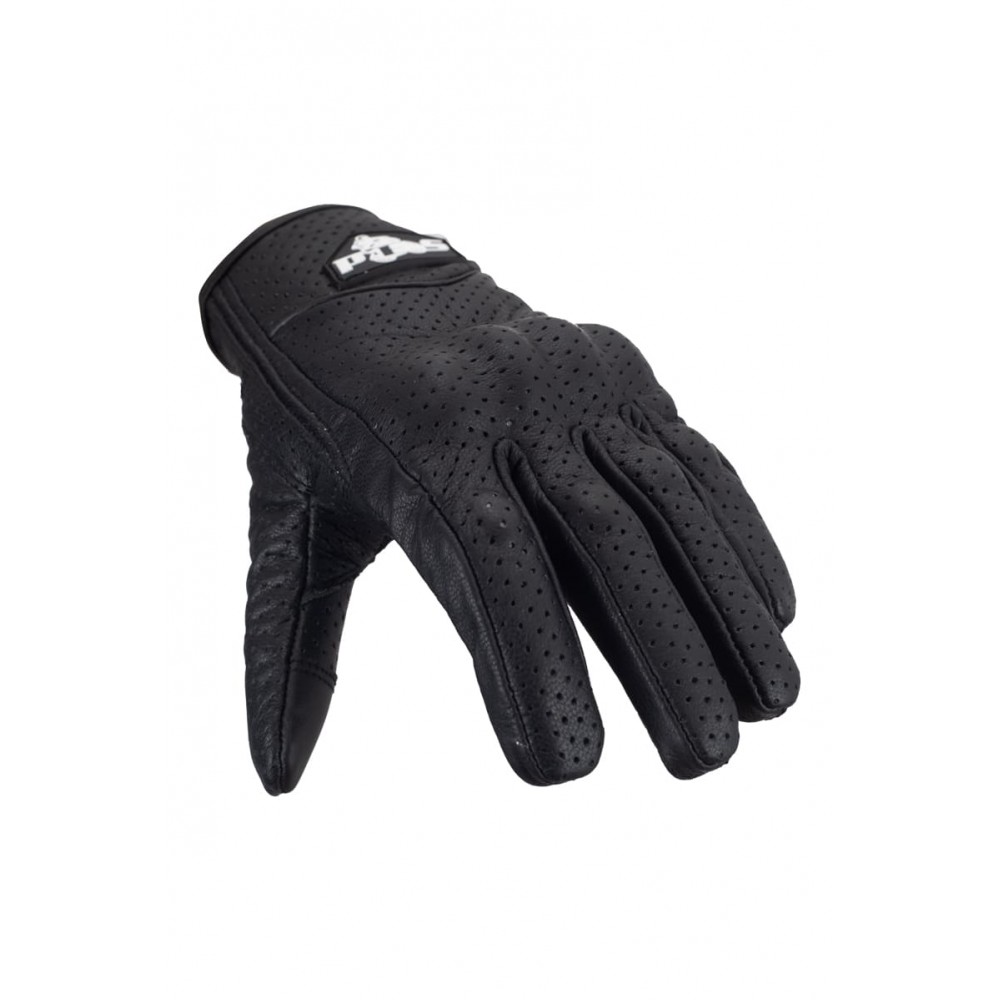 PES Perforated Leather Motorcycle Gloves with Carbon Protection – Functional and Durable, Black