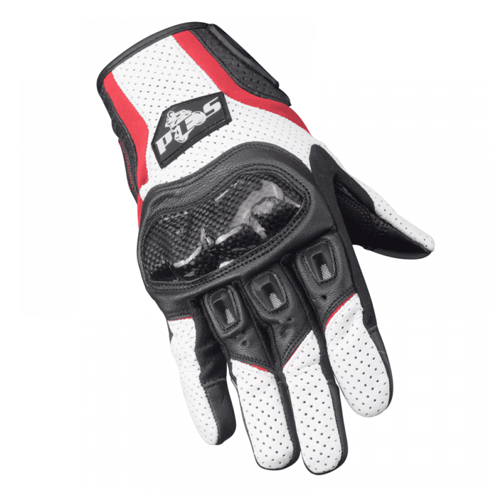 PES Perforated Leather Motorcycle Gloves – Carbon Protection, Touchscreen, Ventilated, White PES Perforated Leather Motorcycle Gloves – Carbon Protection, Touchscreen, Ventilated, White