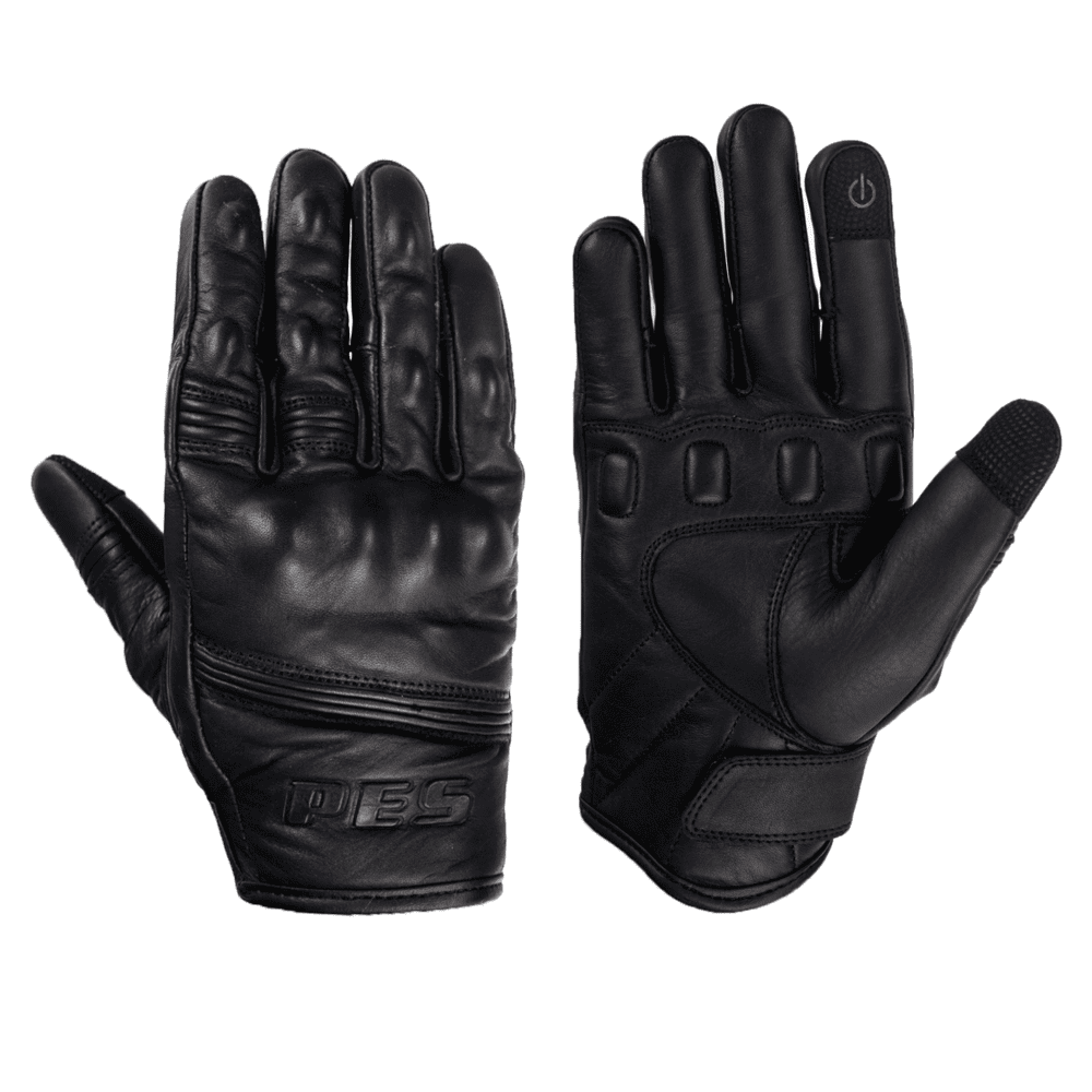 TOUAE PES Men's Leather Motorcycle Gloves – Comfort, Protection and Versatility, Black