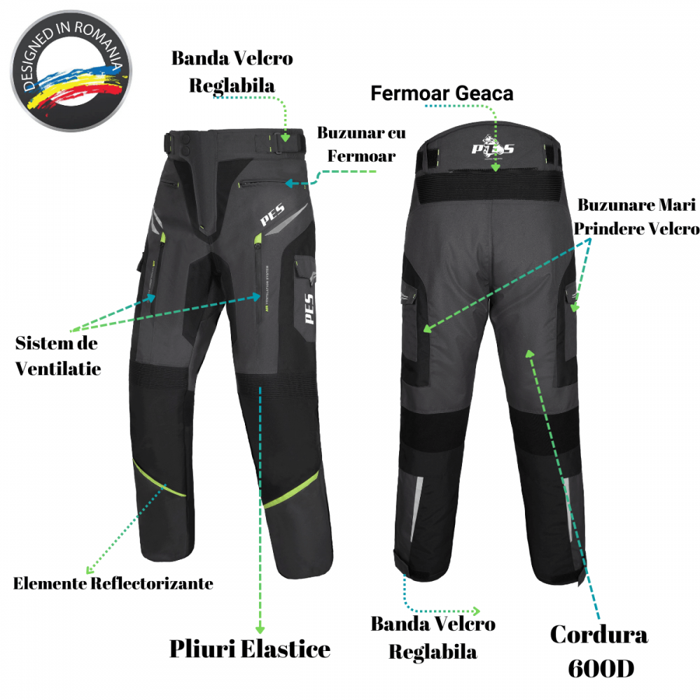 PES 4-Season Motorcycle Trousers, Level 2 Protectors Included, Detachable Winter Liner - Protection & Comfort for Any Season