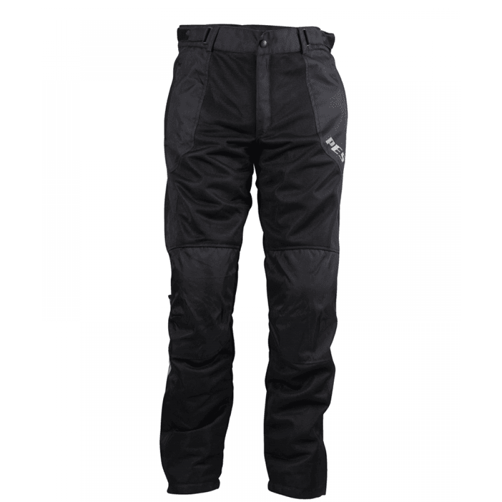 PES Summer Motorcycle Pants with Level 2 Knee and Hip Protectors, AA Rated, Black